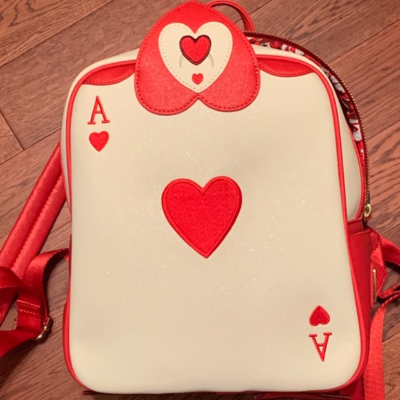 Loungefly Handbags - Disney Loungefly Alice in Wonderland red heart card mini backpack
